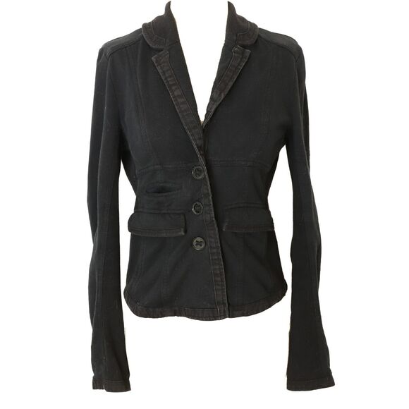FREE PEOPLE Knit Button Up Blazer XS Black Long Sleeve Jacket Coat B83 - Picture 1 of 5